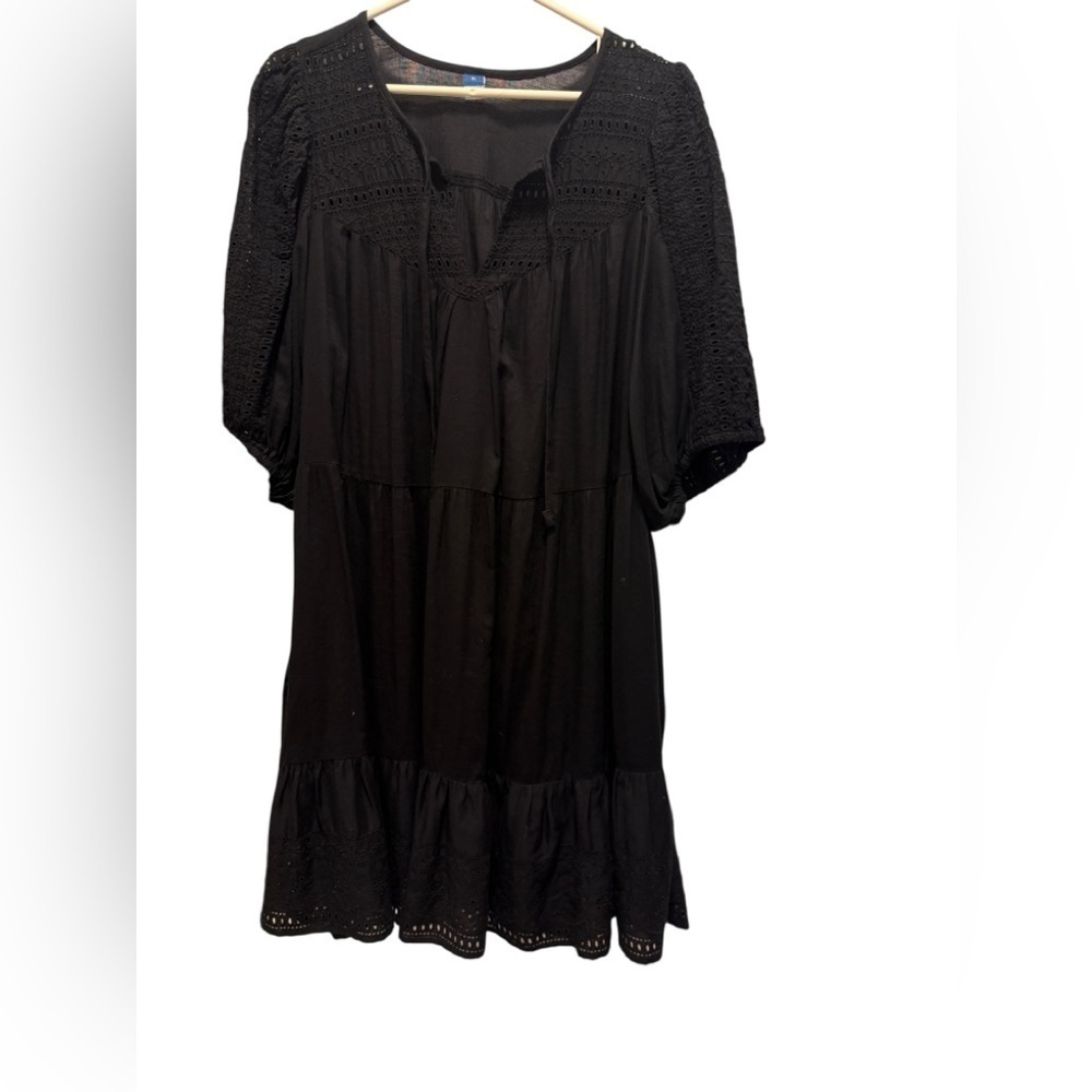 Old Nevy beautiful summary loss Black Crochet Sleeve Dress